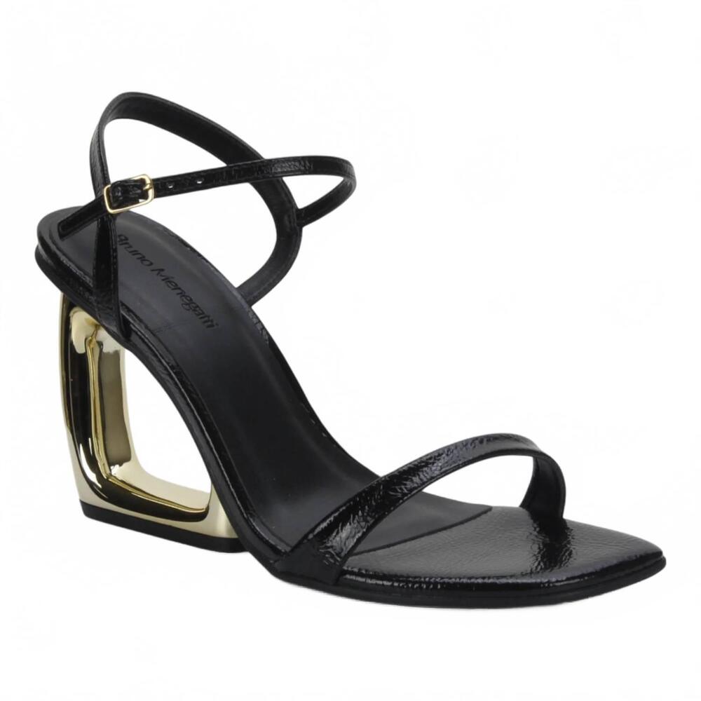 NEW BRUNO MENEGATTI women's etna patent dress sandal sculpted heel in black